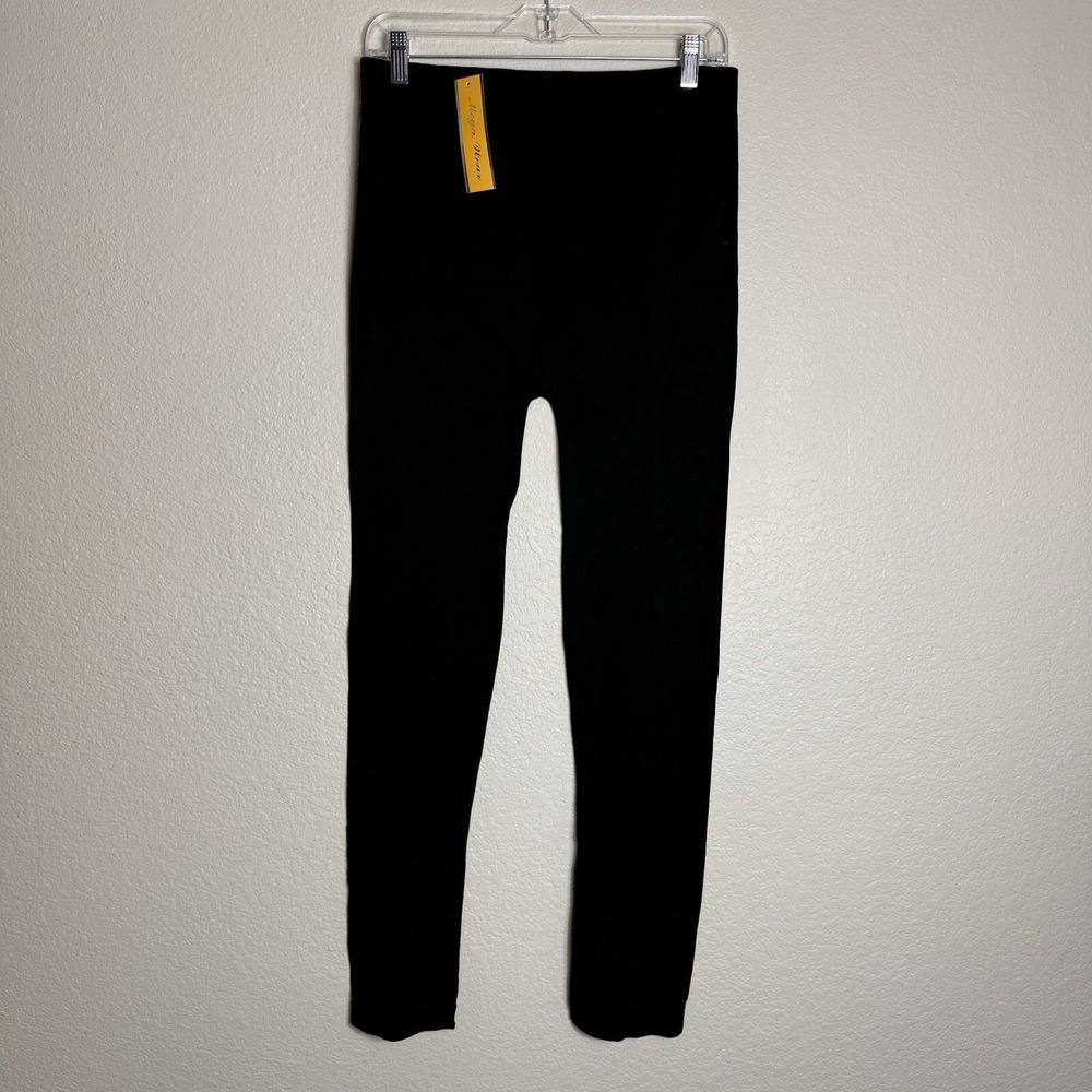 Mega Wear Maternity Leggings OS Black LM151-26 Nylon Spandex Over Belly Stretch